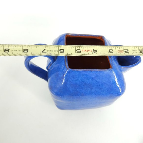 Hand Painted Pottery Teapot Tea Coffee Pot Carafe Lid Blue Stone Ware 9" - Picture 12 of 13